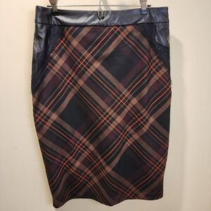 7th Ave. New York & Company Plaid Brown knee length Pencil Skirt Size 12